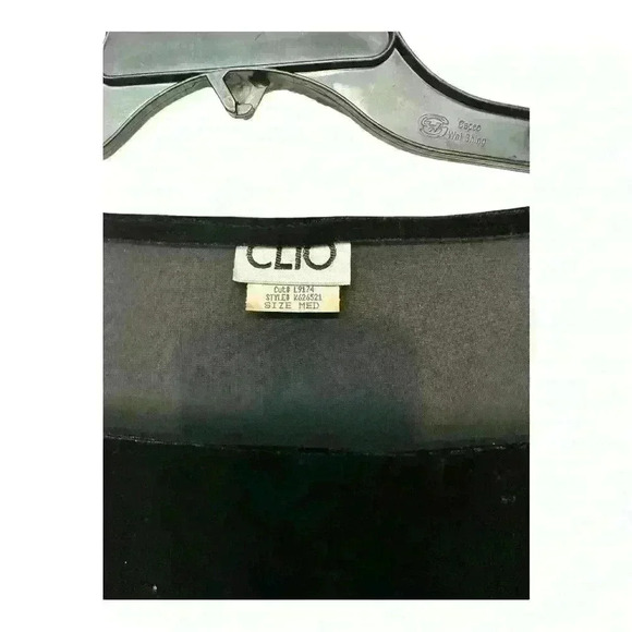 Vintage Clio Black Velvet Beaded Fringe Top, M - Picture 2 of 5